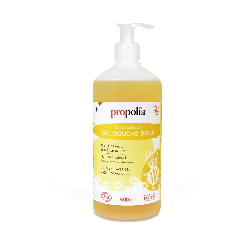 Milde Douchegel Honing, Aloë vera en Amandelmelk BIO 500ml - Propolia (pompfles)