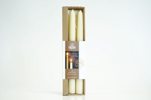Diner kaars bijenwas wit in cadeauverpakking - 2 stuks