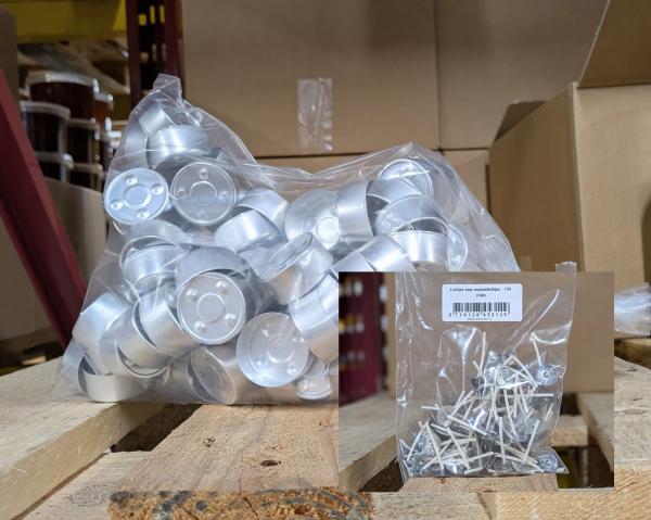 Aluminium cups en lontjes voor waxine lichtjes gieten - 100 stuks