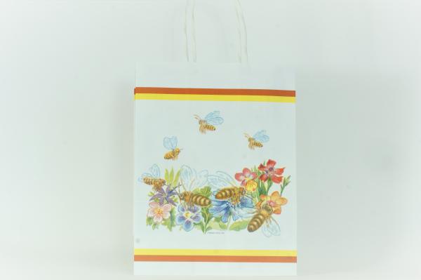 Fleurige papieren bijentasjes 18x8x21,5cm - per 10 stuks