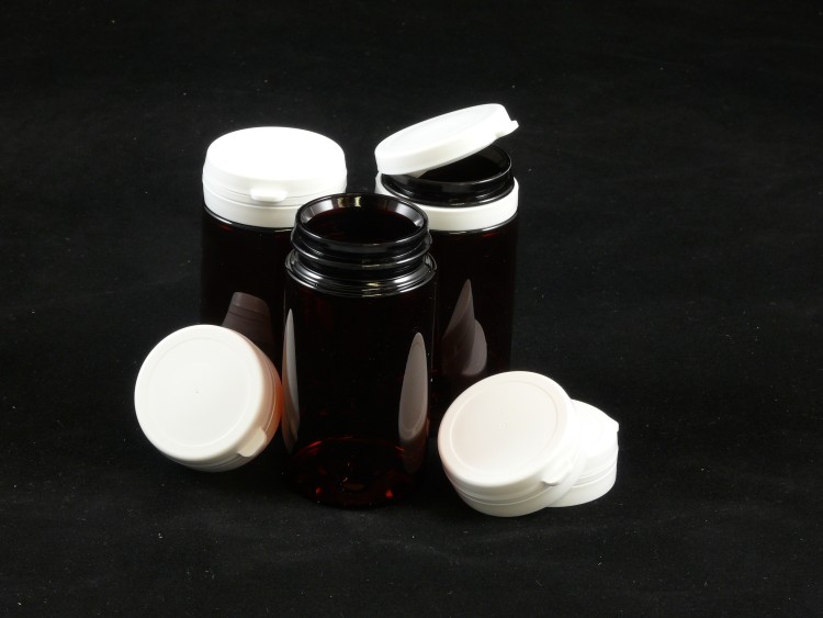 PET 100ml - donkerbruin met wit deksel - 20 stuks