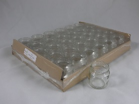 4320 Glazen potten in tray -rond- zonder deksel (53mm TO) 106ml laag (120 /130gram)