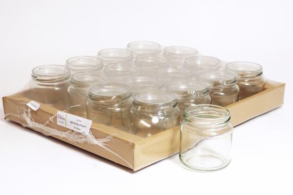 Glazen pot -rond- 237ml (290gram) per 16 stuks (zonder deksel TO66mm)