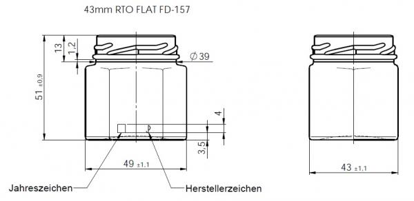 7200 Hexagonale (6kantige) glazen potten in tray zonder deksel (43mm TO) 45ml (50gram)
