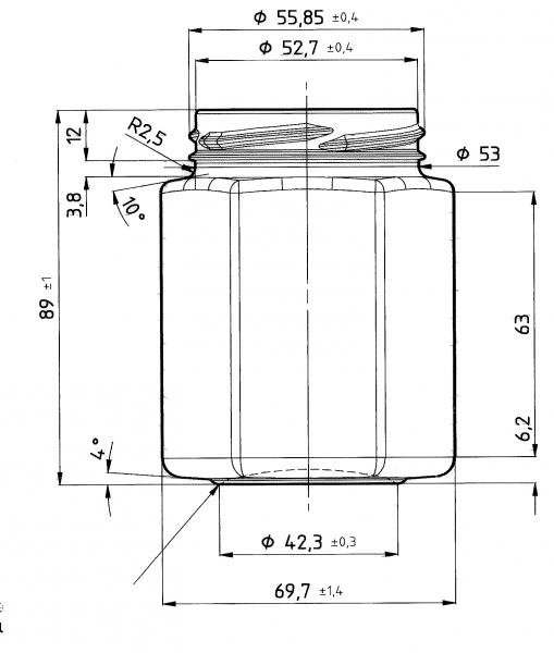 Pallet hexagonale (6kantige) glazen pot 196 ml (250gram) 3500 stuks (zonder deksel 58mm) - prijs op