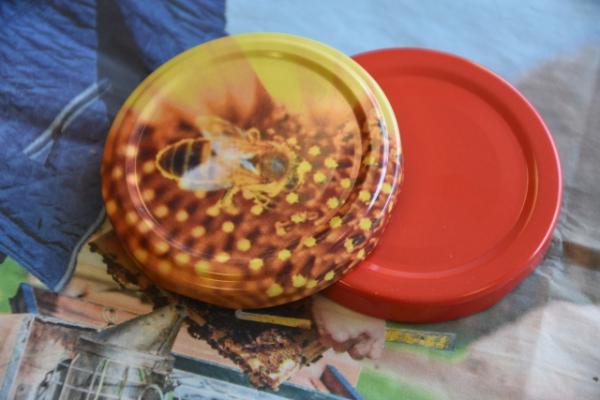 Deksel - 63mm - Zonnebloem met bij TO - 60 stuks