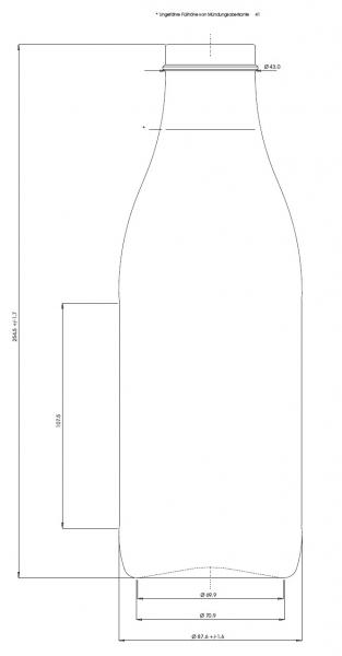 Melkfles 1050ml 12 stuks (zonder deksel 48mm)
